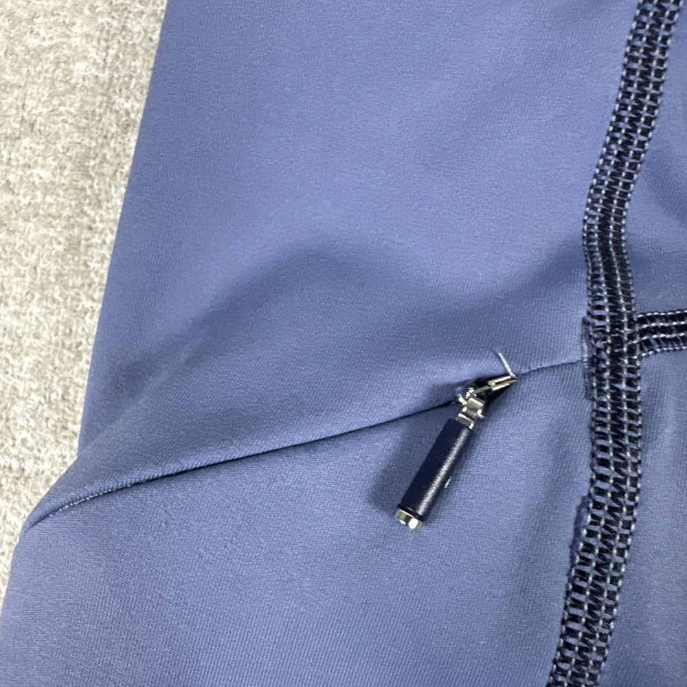 Athleta‎ Leggings Women Size M Blue Contender Lazor Cut Zipper pockets - Picture 14 of 15